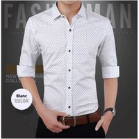 Hommes Casuals Chemise Coton Mince Impression florale Manche Longue Affaires Loisir Shirt blouse Printemps et été Blanc