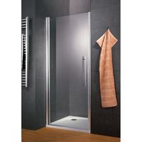 Porte de douche pivotante 90x192 cm, verre  5 mm transparent anticalcaire, profilé aspect chromé, style industriel, Schulte