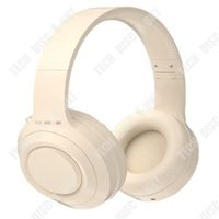 TD® Casque Bluetooth blanc léger Casque stéréo bilatéral Bluetooth Music Active Noise Cancelling Power Long Lasting Range Headset