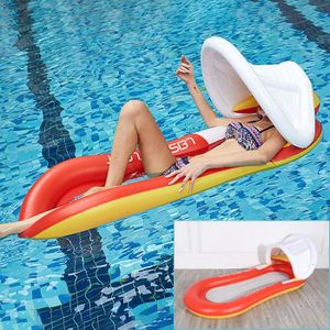 CLHXWU Matelas Gonflable Piscine 150x78 Cm – Hamac D’Eau Flottant Avec Appui-Tête Et Filet, Été Plage Lac