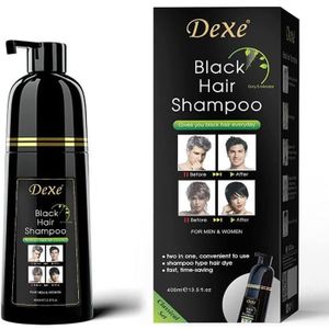 COLORATION Shampooing instantané pour cheveux noirs, shampooing teinture pour hommes et femmes -dure 30 jours 3 en 1 (Bouteille noire)