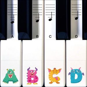 PIANO Autocollants pour Monster piano pour l'apprentissage du piano ou du clavier - Ensemble de touches amovibles transparentes.[Q975]