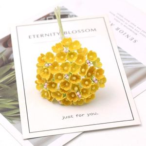 FLEUR ARTIFICIELLE jaune - Mini roses en papier, 1 Bouquet, 8 pièces,