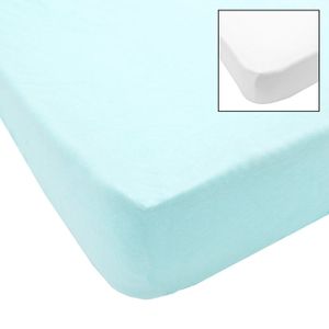 DRAP HOUSSE MATELAS BABYCALIN Lot de 2 draps housse 70x140cm Blanc/turquoise