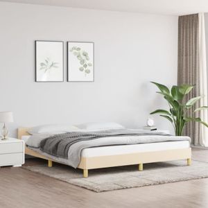 STRUCTURE DE LIT LIY-Cadre de lit avec tête de lit Crème 180 x 200 cm Tissu-LIY347436