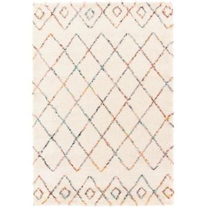 TAPIS Tapis motif berbère - Ouna - Écru et losanges multicolore - 120 x 170 cm