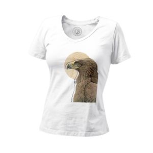 T-SHIRT T-shirt Femme Col V Aigle Style minimaliste Biologie Illustration Ancienne