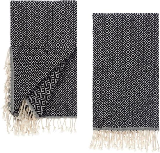 Drap De Bain En Coton Biologique - Noir Taille Unique - Serviette De Plage Lézardage