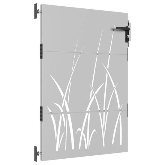 Portail De Jardin 85x75 Cm Acier Corten Design Herbe - Portillon Robuste 9.3KG