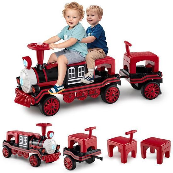 Costway train porteur électrique pour enfants avec musique, lumière, train trotteur avec voies en pp, espace de rangement, pédales rétractables pour enfants plus 2 ans (vert Costway train porteur électrique pour enfants avec musique, lumière, train trotteur avec voies en pp, espace de rangement, pédales rétractables pour enfants plus 2 ans (vert