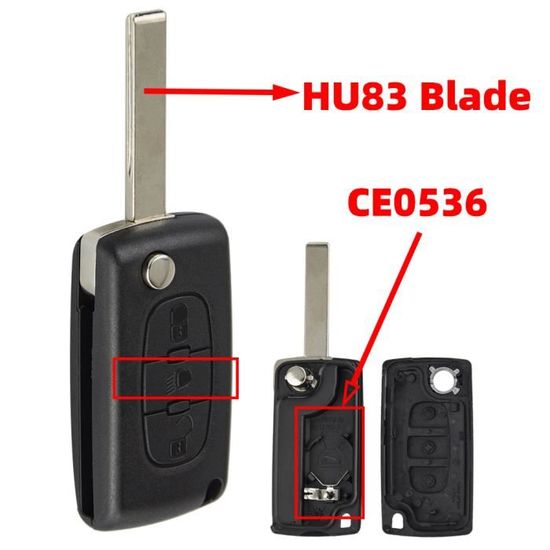 Etui clé de voiture Etui 3 boutons CEO536-HU83 avec batterie Sony
