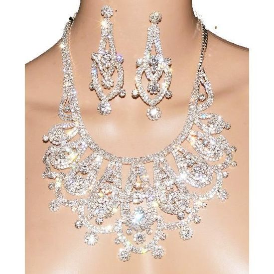 Parure De Bijoux Fantaisie - Collier, Bague, Boucles D'Oreille - Neuf Sans Emballage