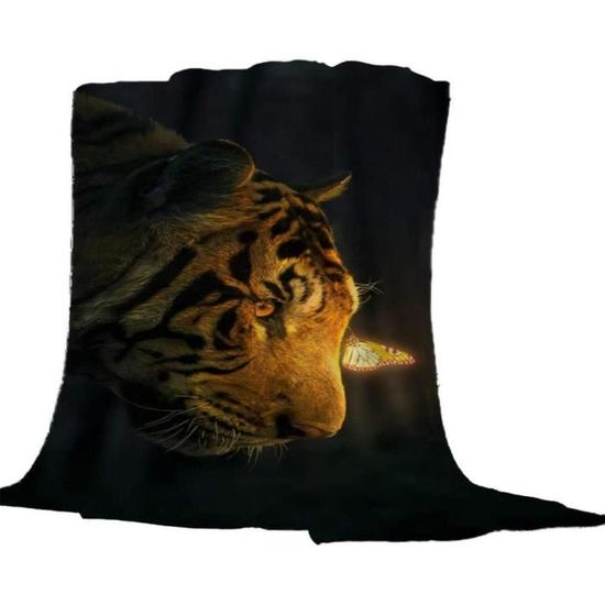 Couvertures Et Plaids Tigre Blanc De Dessin Animé 3D Impression Jeter Couverture Doux En Peluche Flanelle Canapé 100x150cm[4004] - Maison