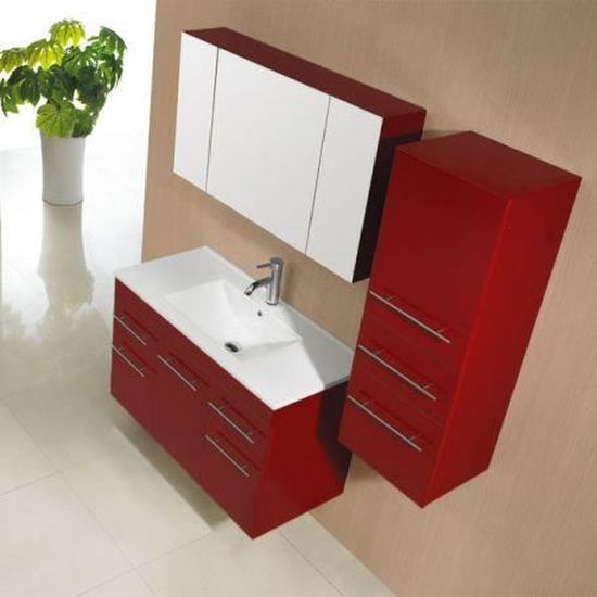 Sd959rc Meuble Salle De Bain Coloris Rouge Cerise Cdiscount Maison