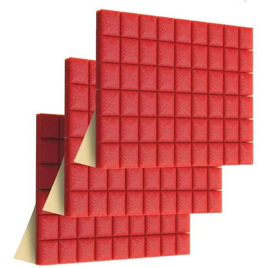 Panneaux Anti-vibration Mousse Acoustique Noire - Lot De 2 - 28,2x19x4,1 Cm - Pour Studio, Bureau, Enceintes, Véhicule
