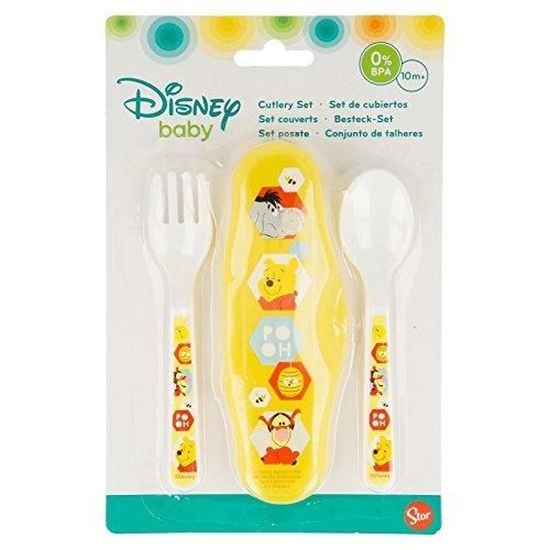 Set De Couvert Plastique Pour Bebe Avec Sa Boite De Rangement Winnie Jaune Disney Fourchette Cuillere Repas 142 Cdiscount Puericulture Eveil Bebe