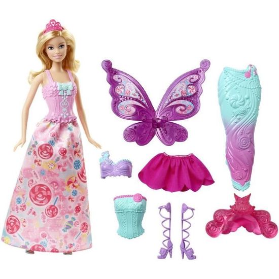 Coffret poupée Barbie et vêtements comprenant 4 tenues complètes