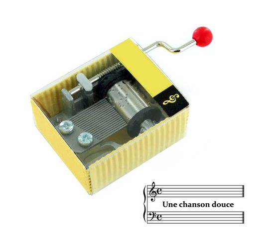 Une chanson douce (Henri Salvador) - Boîte à musique / mécanisme / mouvement musical à manivelle dans une boîte en carton