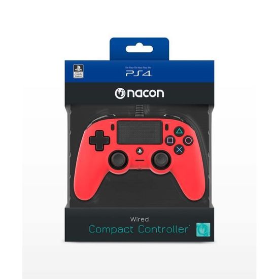 Nacon Gaming Illuminated Compact Controller Rouge  - Manette gaming filaire et lumineuse pour PlayStation 4  ( Catégorie :