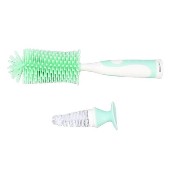 Brosse à Biberon En Silicone Avec Long Manche - Nettoyage Fond Des Tasses, Gourdes - Doux Et Non Rayant - Noir/gris