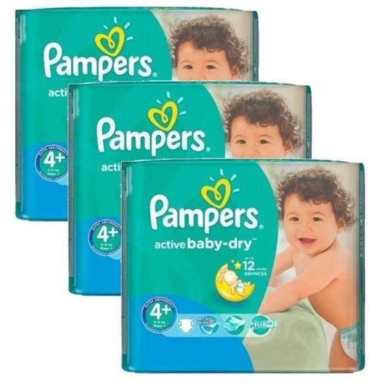 Pampers - 600 couches bébé Taille 4+ active baby dry