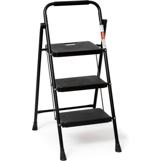 Échelle Pliable 3 Marches Avec Plateau à Outils - Capacité 150 Kg - Neuf Blanc
