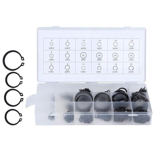 30 Pièces E-Clip Circlip 20 Mm Externe – Anneau De Retenue Acier Noir – Diamètre Intérieur 9,9 Mm