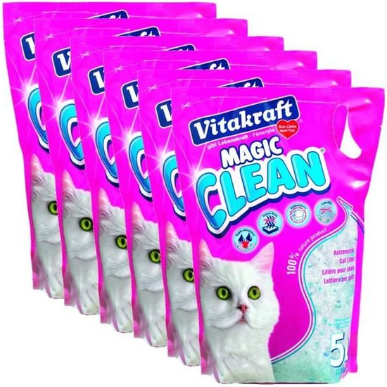 6x VITAKRAFT Magic Clean 5 Litres Litière pour Chat Anti-allergie