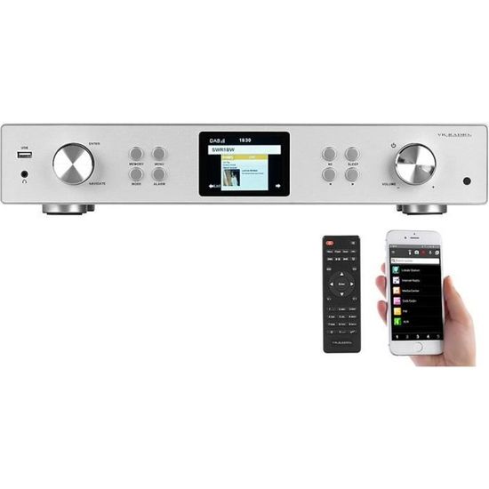 Tuner Hi-Fi Connecté VR-Radio IRS-705 - Radio Internet, DAB+, FM, Bluetooth, écran Couleur, Réveil - Compatible Chaîne Hi-fi