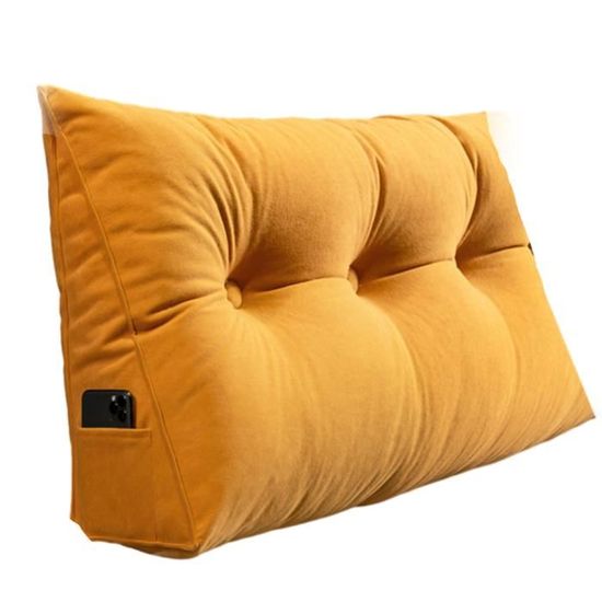 Coussin De Lit Triangulaire Dossier Tête De Lit - Dimensions L120 X W20 X H50 Cm, Velours, Poche Latérale, Fermeture éclair