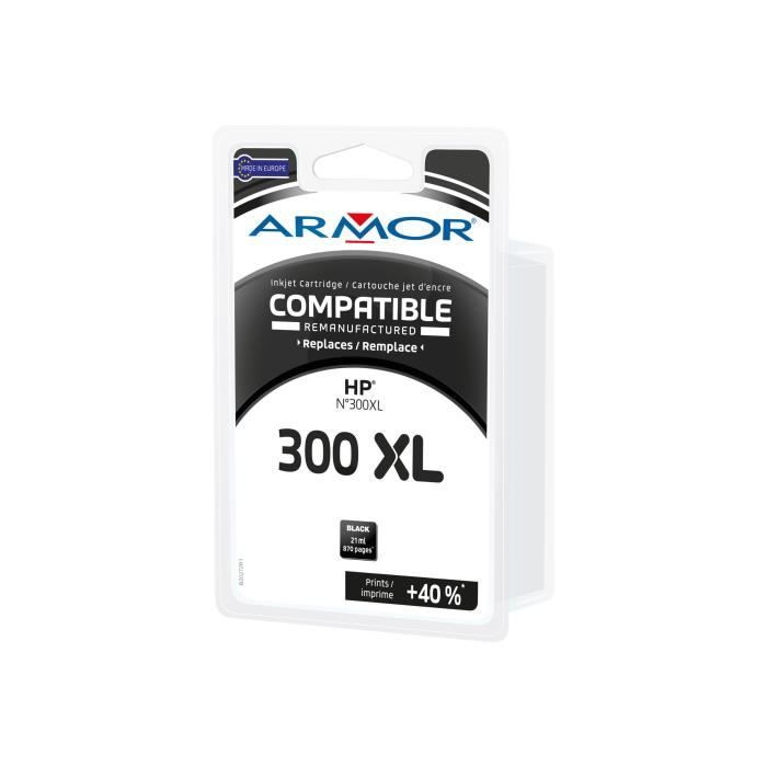 Armor 21 ml noir cartouche d'encre (alternative for: HP 300XL) pour HP Deskjet F2430, F2483, F2488, F4213 Envy 100 D410, 11X…