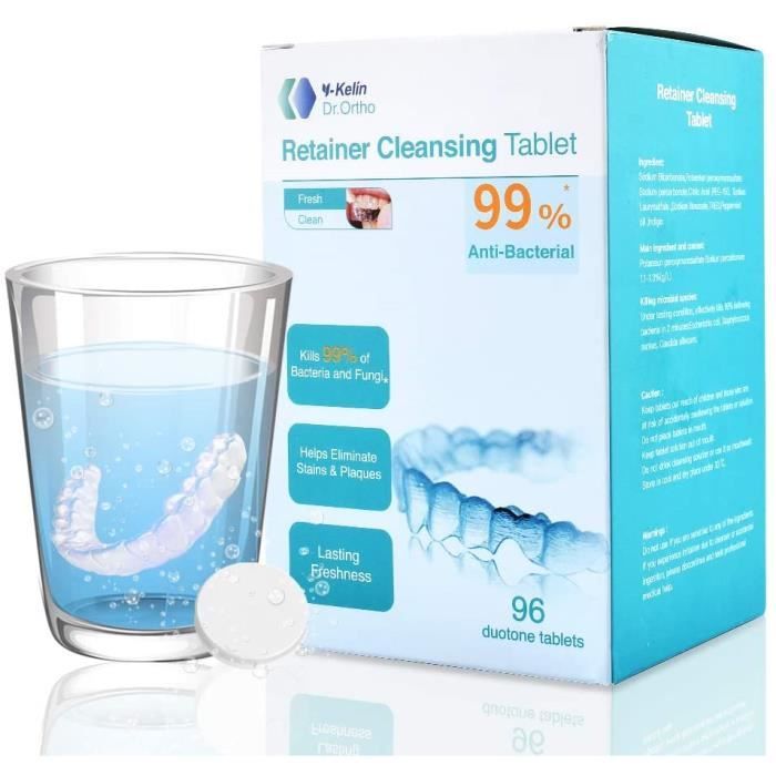 Produits pour prothèses dentaires Y-Kelin Tablette de nettoyage de retenue orthodontique 96 comprimés (96 comprimés) 435682