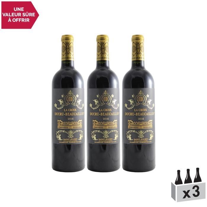 Saint-Julien Rouge 2016 - Lot de 3x75cl - La Croix Ducru-Beaucaillou - Vin AOC Rouge de Bordeaux - Cépages Cabernet Sauvignon, Merlo