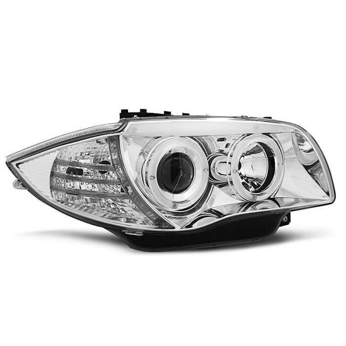 Paire de feux phares BMW serie 1 E87 - E81 04-07 angel eyes chrome (M79)
