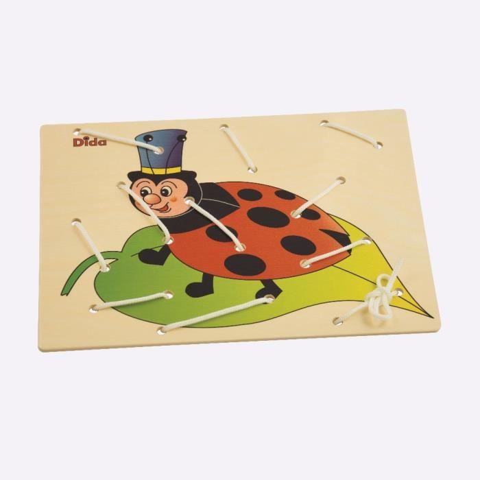 Dida - Jeu de Laçage coccinelle - Jeu de lacets pour enfant - Materiel Montessori