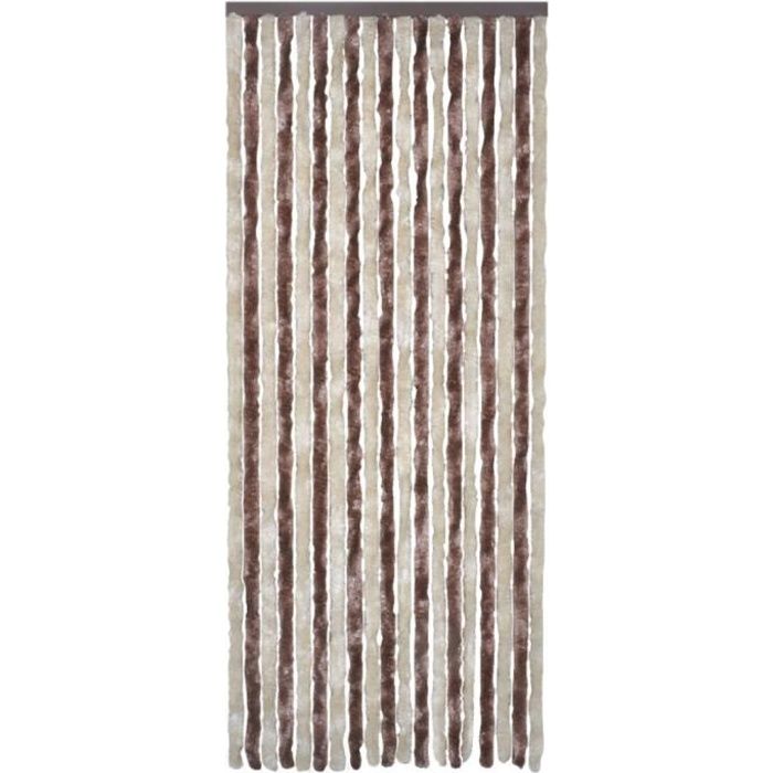 Magnifique Rideau de porte chenille brun et beige 90 x 220 cm