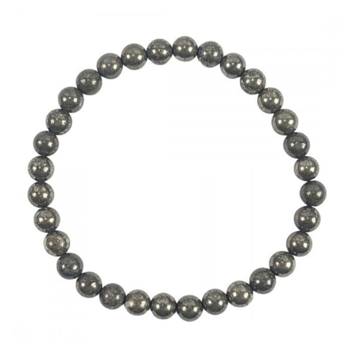 Bracelet Pyrite naturelle boules 6mm Doré