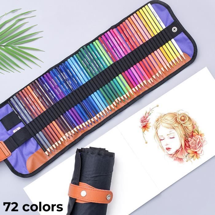 AVANC 72 Crayons de Couleur - coloriage dessin - Sac de toile rouleau