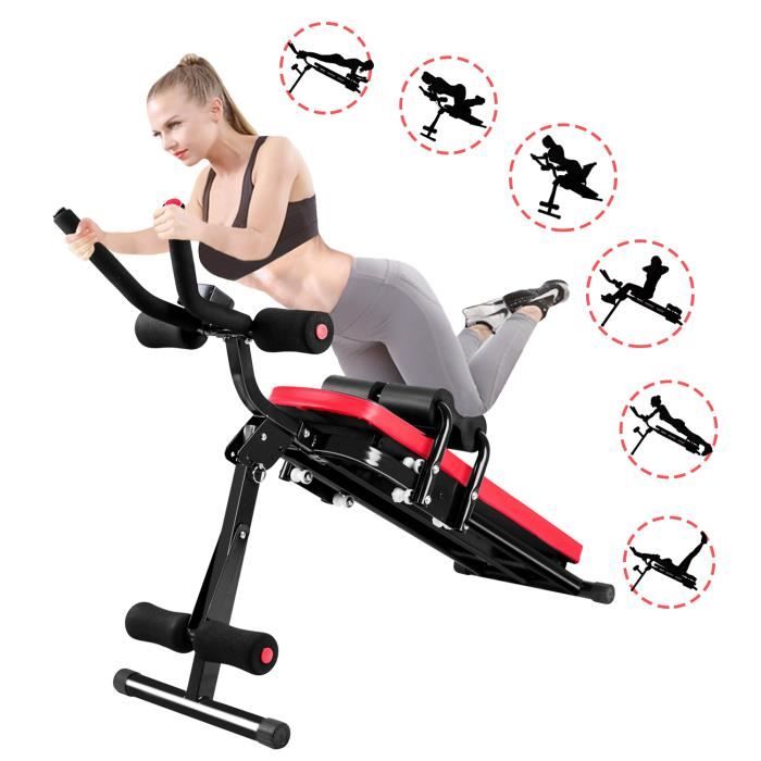 BIGZZIA Abdominale Entraîneur Pliable - Avec moniteur LED - Appareil de Fitness Familial 120 x 40 x 90 cm - Noir et rouge