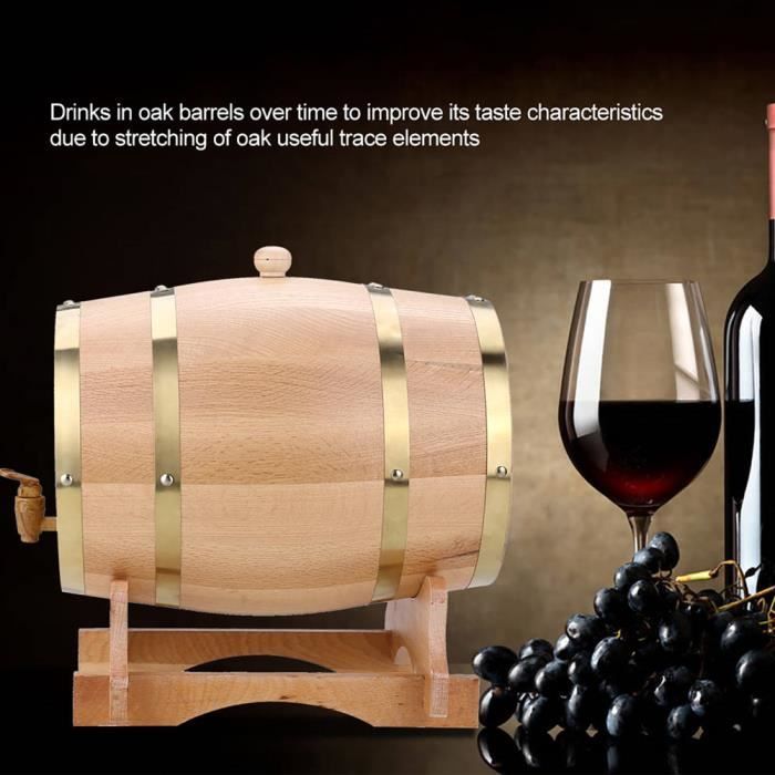 VBESTLIFE Baril de chêne Tonneau de vin en bois de chêne vintage pour bière Whisky Rhum Port 10L