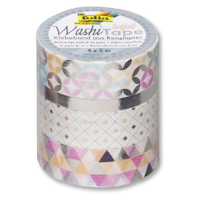 Masking Tape 4 rouleaux formes géométriques ARGENT