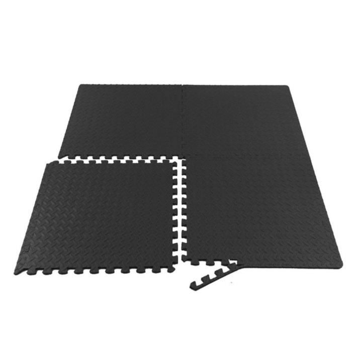 8 pcs Dalle EVA de sol Tapis Protection de Gymnastique anti-choc Tapis de sol à combinaison tapis de sport - 30.5*30.5cm noir