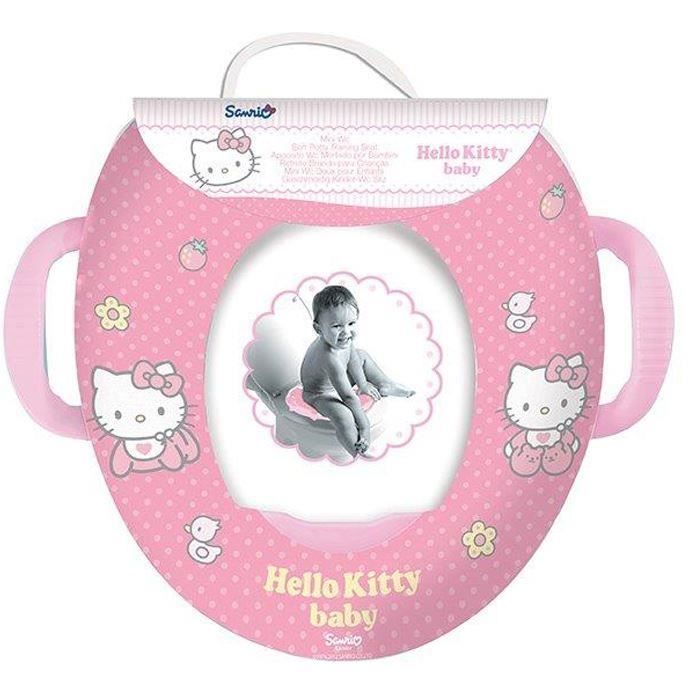 Siège de toilette enfant rembourré motif Hello Kitty avec poignées