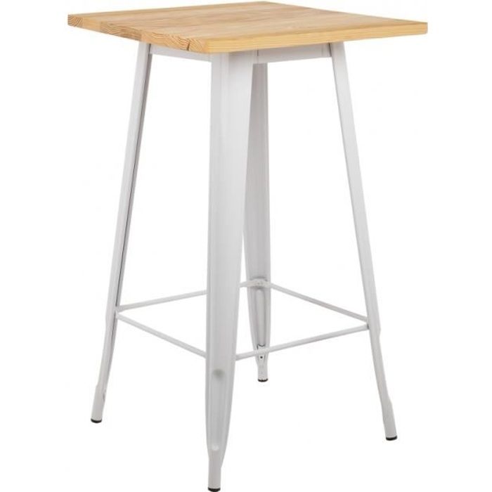 Table Haute LIX en Bois Blanc Bois Naturel