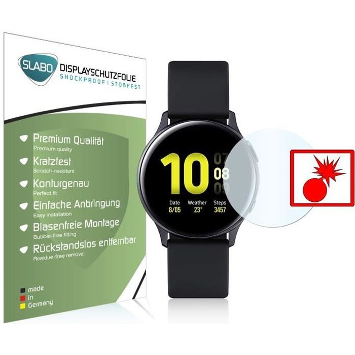 2 x Slabo Film de protection d'écran blindé Samsung Galaxy Watch Active2 44mm Shockproof Résistant aux chocs Invisible