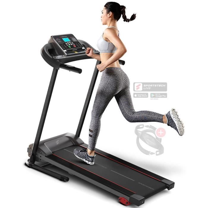 Sportstech Tapis de Course F10 modèle 2020 - Marque de qualité Allemande + Video Events & Multiplayer APP + 13 Home programmes