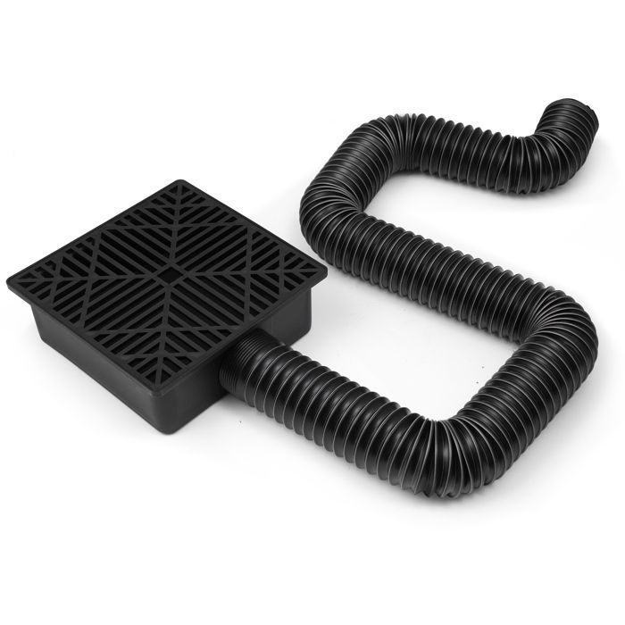 Drain Gouttière Polypropylène 110mm | Avec Filtre | Connexion Latérale | Anti-Odeurs | Noir