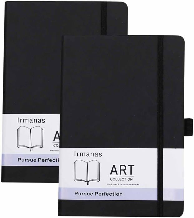 Carnet Notes A5 Agoer Hardcover - 320 Pages Lignées, Papier 100g/m², Élastique, Pochette (Vert)