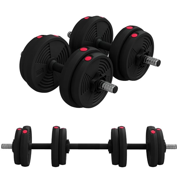 Haltères 2 en 1 réglables SPORTNOW haltères libres avec poignées antidérapantes 15KG - Barres incluses - entraînement Musculaire