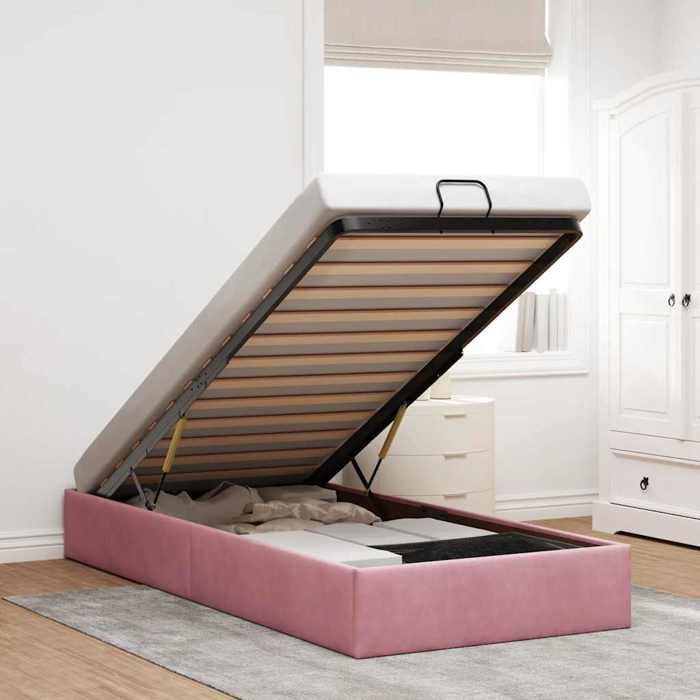 vidaXL Cadre de lit ottoman sans matelas rose 90x200 cm velours 3310942